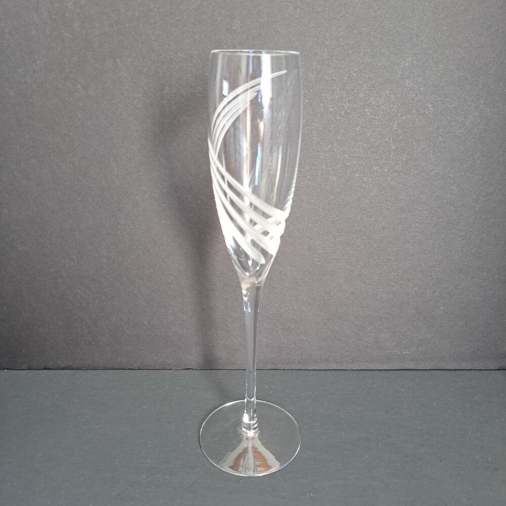 Lenox Windswept Clear Champagne Flute Frosted Swirl Pattern